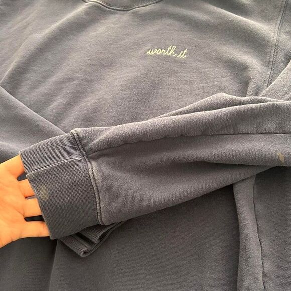 Maison Labiche Blue “Worth It” Crewneck | French Minimalist / Soft Grunge Luxe S - Picture 5 of 6